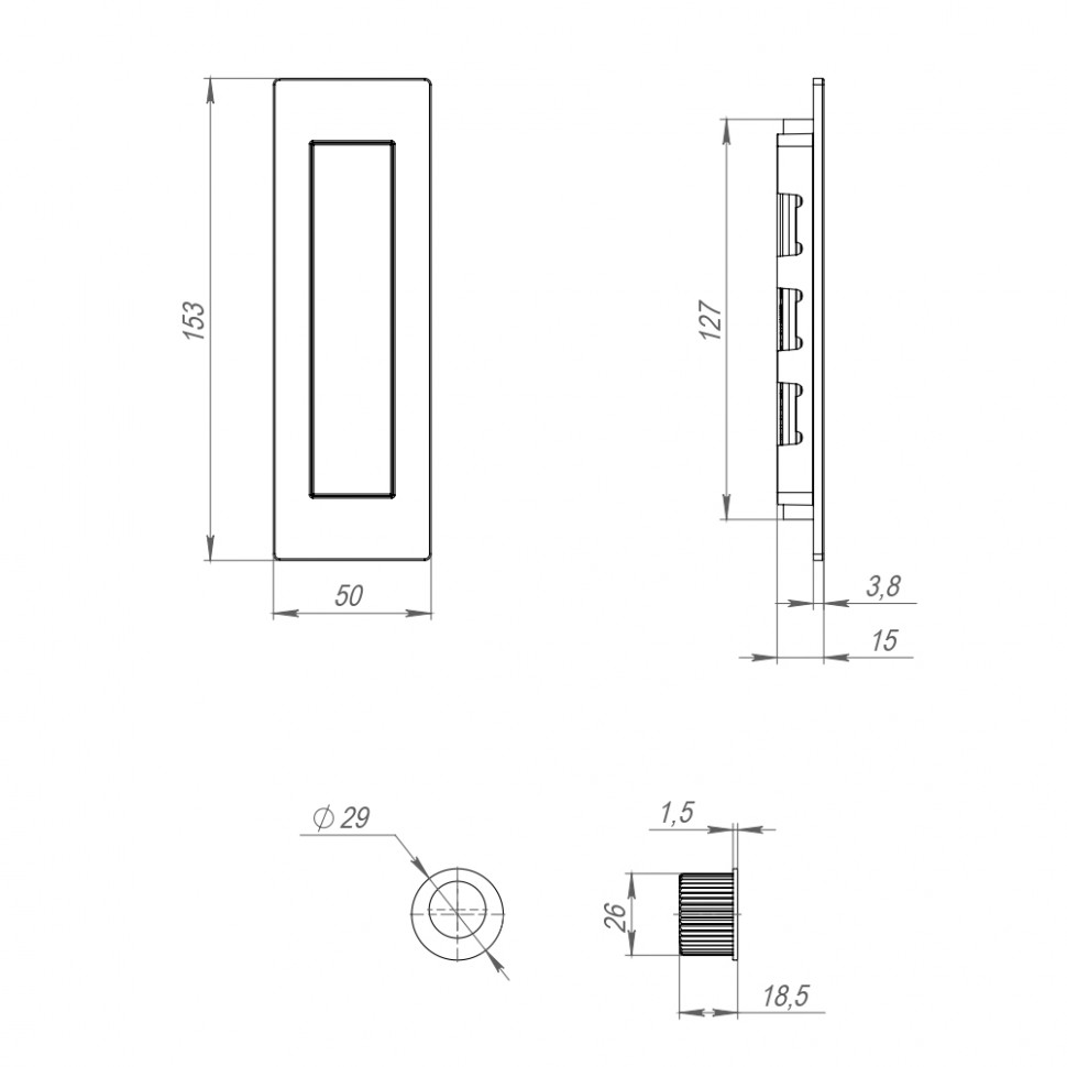 Ручка Armadillo (Армадилло) для раздвижных дверей SH.URB153.010 (SH010 URB) СP-8 хром