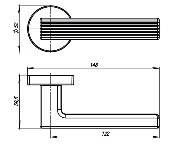 Ручка Armadillo (Армадилло) раздельная R.URB52.LINE (LINE URB6) BPVD-77 вороненый никель
