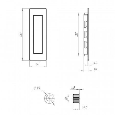 Ручка Armadillo (Армадилло) для раздвижных дверей SH.URB153.010 (SH010 URB) АВ-7 бронза
