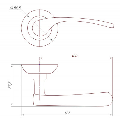 Ручка Ajax (Аякс) раздельная R.JR54.CORSA (CORSA AJ) SN/CP-3 матовый никель/хром