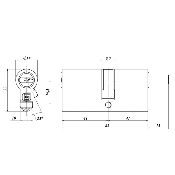 Цилиндровый механизм Guardian (Гардиан) с вертушком GB 82 мм (41/41V) Ni никель 5 кл. /128:4808/