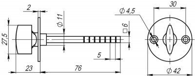 Ручка Armadillo (Армадилло) поворотная BK6.R.SB30 (SB-30/6) CP-8 хром