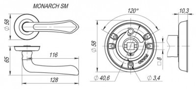 Ручка Fuaro (Фуаро) раздельная R.SM58.MONARCH (MONARCH SM) MAB-6 темная бронза