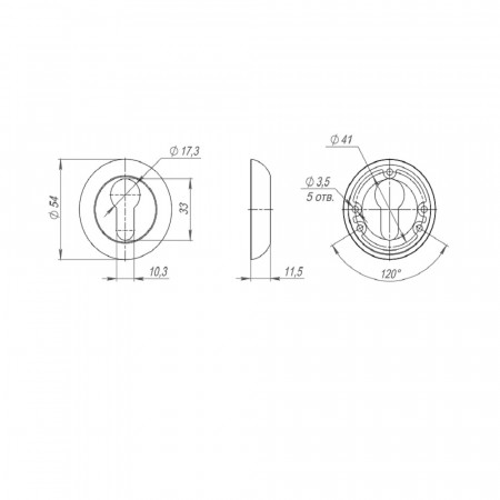 Накладка Ajax (Аякс) под цилиндр ET.R.JR54 (ET JR) BL-24 черный
