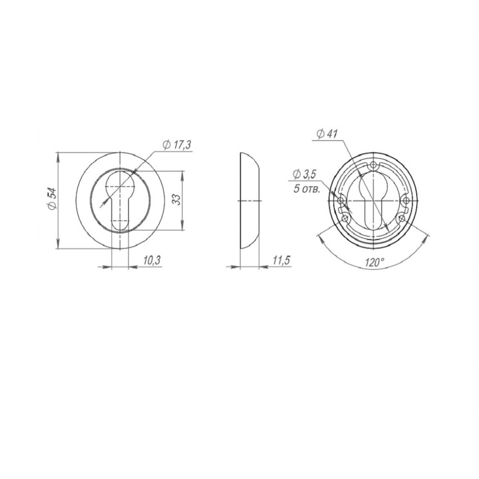 Накладка Ajax (Аякс) под цилиндр ET.R.JR54 (ET JR) BL-24 черный