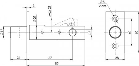Задвижка Fuaro (Фуаро) врезная DB-PRO.867 (DB 867) CP (хром) 67мм
