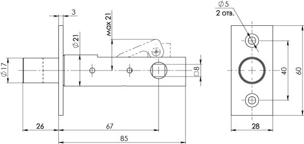 Задвижка Fuaro (Фуаро) врезная DB-PRO.867 (DB 867) CP (хром) 67мм