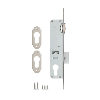 Корпус Kale kilit (Кале килит) узкопрофильного замка с роликовой защёлкой 155/P (25 mm) w/b (хром) (без отв. планки)