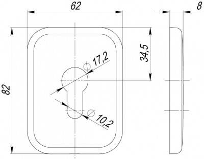 Декоративная Armadillo (Армадилло) Квадратная накладка на цилиндр ET-DEC SQ (ATC Protector 1) SN-3 Мат.никель
