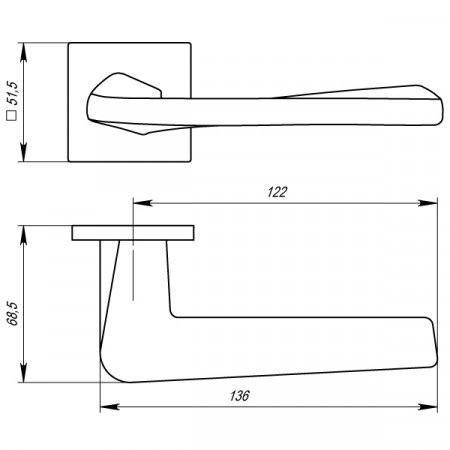 Ручка Armadillo (Армадилло) раздельная K.USS52.TORSO (TORSO USS) BPVD-77 вороненый никель