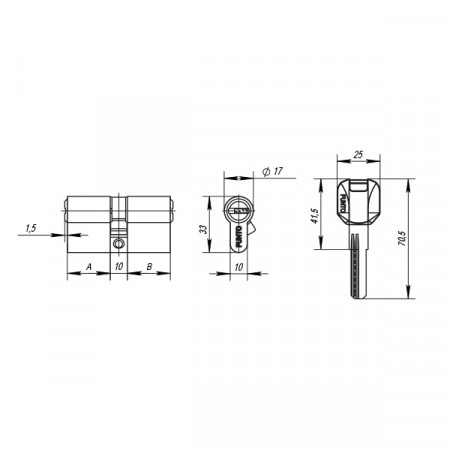Цилиндровый Punto (Пунто) механизм MaxPro7002Knob80mm(45+10+25) SN никель 7key с вертушкой