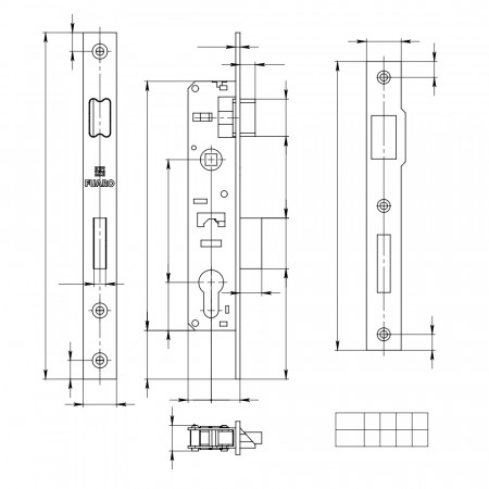 Корпус Fuaro (Фуаро) узкопрофильного замка с защелкой PROF153-25/85 (153-25/85) CP хром