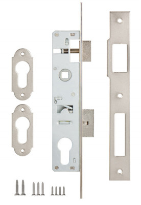 Корпус Kale kilit (Кале килит) узкопрофильного замка с защёлкой 153 (20 mm) w/b (никель)