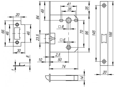 Защелка Fuaro (Фуаро) врезная PLASTP72-50 (P72-50) GR графит