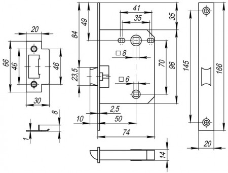 Защелка Fuaro (Фуаро) врезная PLASTP72-50 (P72-50) GR графит