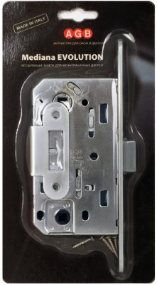 B01102.50.06.567 AGB (АГБ) Защелка врезная WC (никель) MEDIANA EV. (инд.упак+B01000.13)