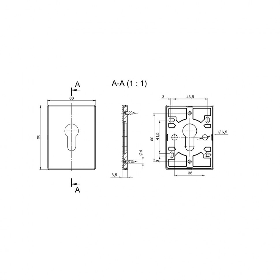 Накладка Fuaro (Фуаро) на цилиндр ESC.C.RL/K.486 (ESC 486-C RL) BL черный (1 шт.)