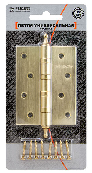 Петля Fuaro (Фуаро) универсальная IN4400UA-BL SB (4BB/A/BL 100x75x2,5) мат. золото БЛИСТЕР