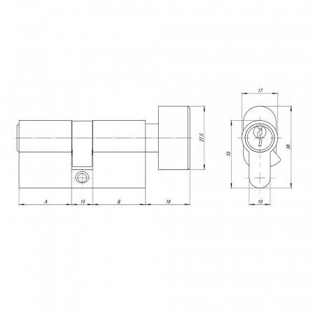 Цилиндровый Ajax (Аякс) механизм (AZ102/70) AZ1002Knob70 (30+10+30) CP хром