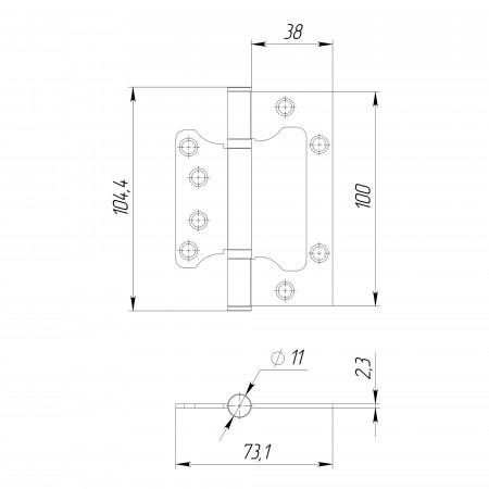 Петля Ajax (Аякс) универсальная без врезки IN4000W BL (100/P-2B 100x2,3) черный