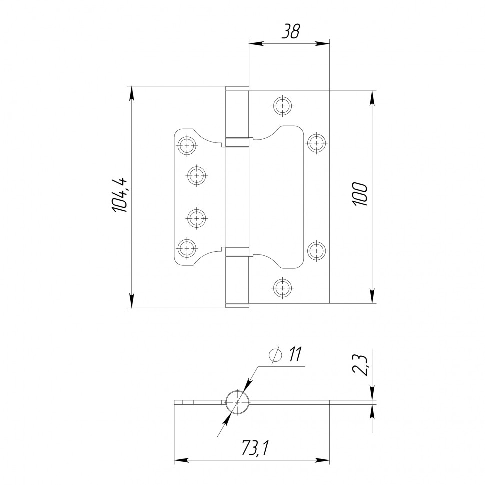 Петля Ajax (Аякс) универсальная без врезки IN4000W BL (100/P-2B 100x2,3) черный