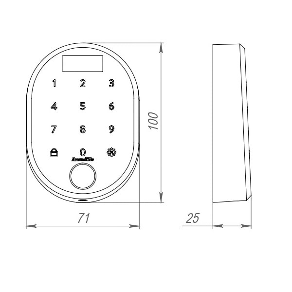Кодовая панель Armadillo (Армадилло) с отпечатком пальца CD.B RT01.02 BL черный