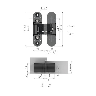 Петля Armadillo (Армадилло) скрытой установки U3D6000 SG (11160UN3D) мат. золото