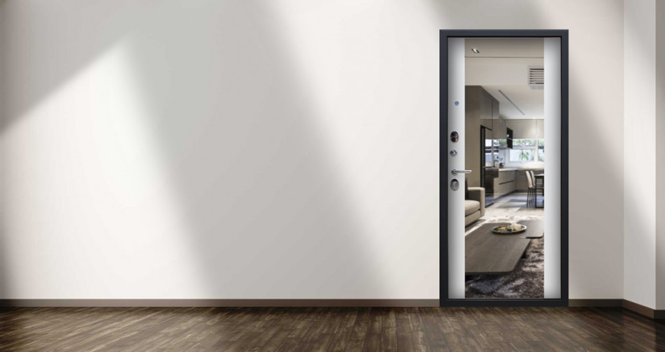 Стальная дверь "Вектор" с зеркалом