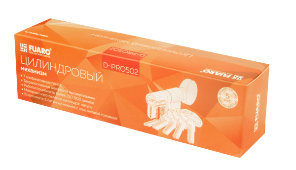 Цилиндровый Fuaro (Фуаро) механизм (D-PRO502/110) D-PRO5002Knob110(50+10+50) CP хром 5Key