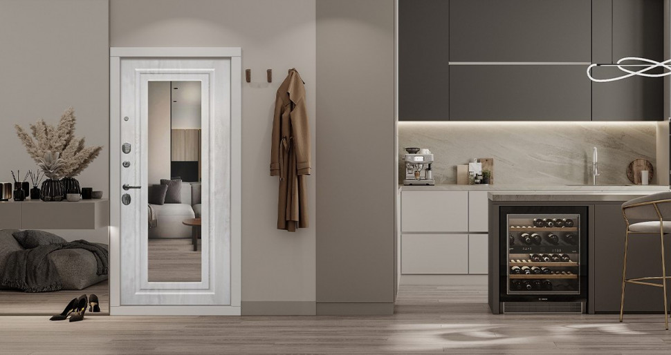 Стальная дверь "Гермес NEW" с зеркалом "Elit"