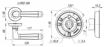 Ручка Fuaro (Фуаро) раздельная R.SM58.LORD (LORD SM) AB-7 матовая бронза