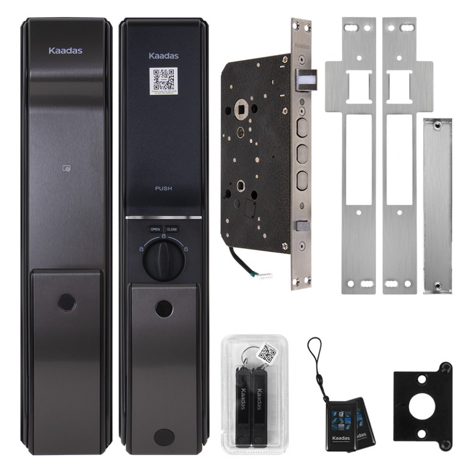 Замок врезной электронный Kaadas K9-5W с отпечатком пальца, со встроенным модулем WIFI, черный