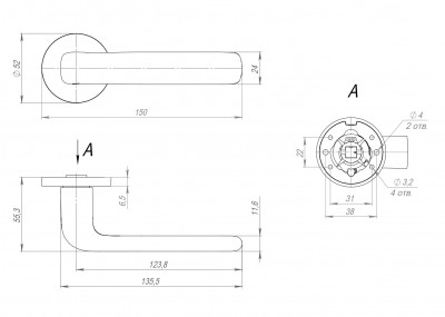 Ручка Fuaro (Фуаро) раздельная R.RLR52.PRIDE BL-24 черный