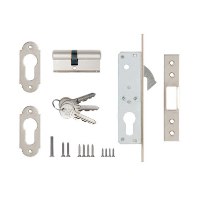 Замок Kale kilit (Кале килит) врезной цилиндровый узкопрофильный 201 (20 mm) (никель), 3 кл.