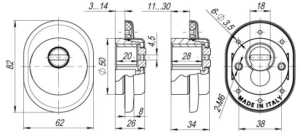 Броненакладка Armadillo (Армадилло) на ЦМ (от вырывания, 25 мм) ET/ATC-Protector 1-25AB-77 Бронза box