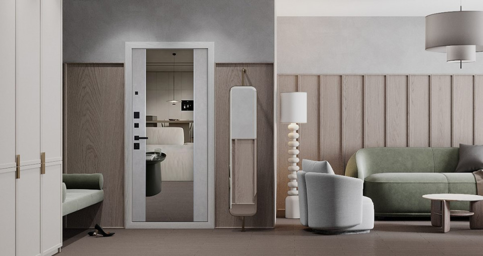 Стальная дверь "Дуэт Б" с зеркалом