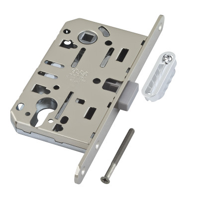 B06103.50.06.640 AGB (АГБ) Корпус врезного замка магнитный под цил. (никель) MEDIANA POLARIS с отв. пл. (скин)