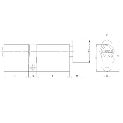 Цилиндровый Ajax (Аякс) механизм (AZ202/80) AZ2002Knob80 (40+10+30) CP хром с вертушкой