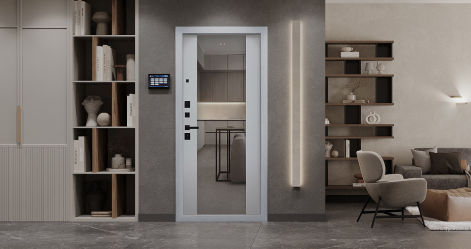 Стальная дверь "Лира" с зеркалом