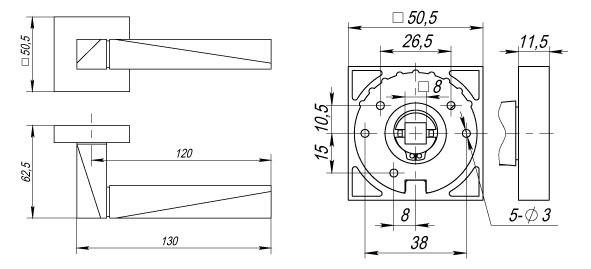 Ручка Fuaro (Фуаро) раздельная K.DM51.DIAMOND (DIAMOND DM) SN/CP-3 матовый никель/хром