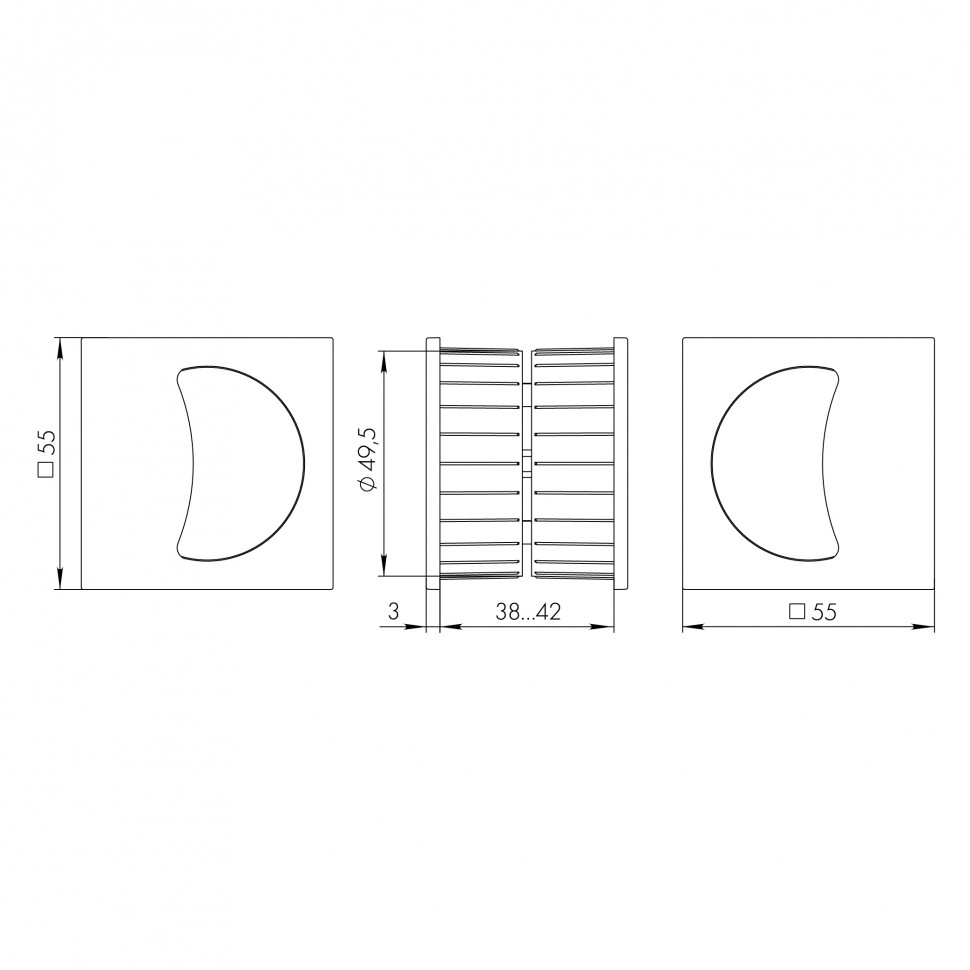 Ручка Armadillo (Армадилло) для раздвижных дверей SH.QUADRO55.010 BPVD-77 вороненый никель