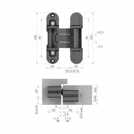 Петля Armadillo (Армадилло) скрытой установки U3D8000.VPG SG мат. золото TECH