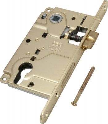 Корпус AGB (АГБ) врезного замка под цилиндр CENTRO B01025.50.03 ригель+защёлка (латунь)