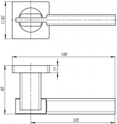 Ручка Armadillo (Армадилло) раздельная K.SQ52.TRINITY (TRINITY SQ005) SN/CP-3 матовый никель/хром