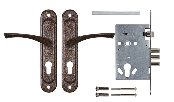 Корпус Ajax (Аякс) врезного замка с ручками на планке KIT А7-5555/3 W/B MOS