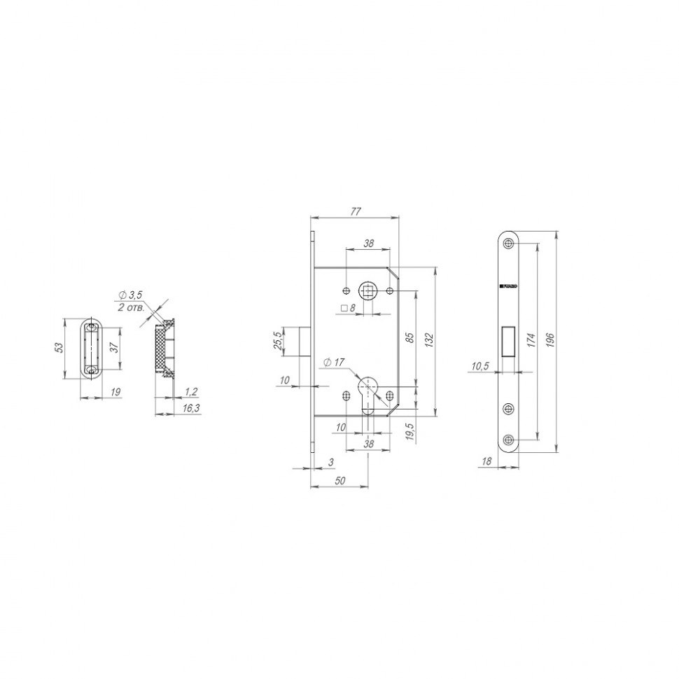 Корпус Fuaro (Фуаро) врезного замка MAGNM85C-50 (M85C-50) SN мат.никель