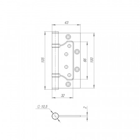 Петля Fuaro (Фуаро) универсальная без врезки IN4300W BL (300-2BB 100x2) (чёрный)