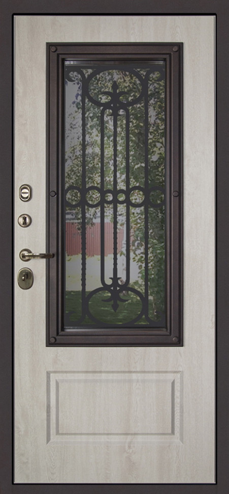 Стальная дверь "Аляска" с окном и лазерной резкой (терморазрыв)