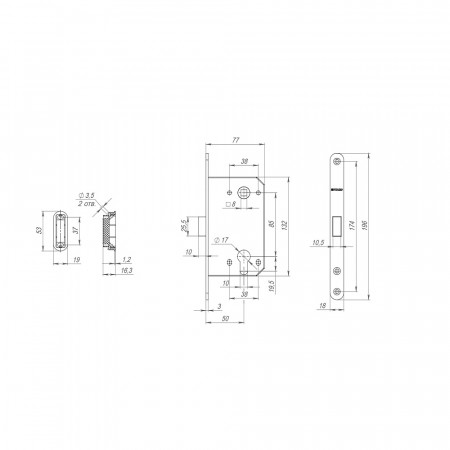 Корпус Fuaro (Фуаро) врезного замка MAGNM85C-50 (M85C-50) BL черный
