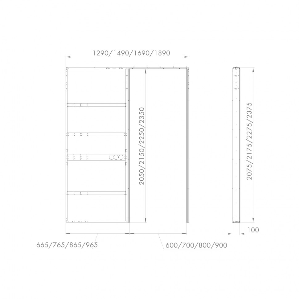 Пенал для скрытой раздвижной Armadillo (Армадилло) системы SLD.Comfort-PENAL caseta 900/2300